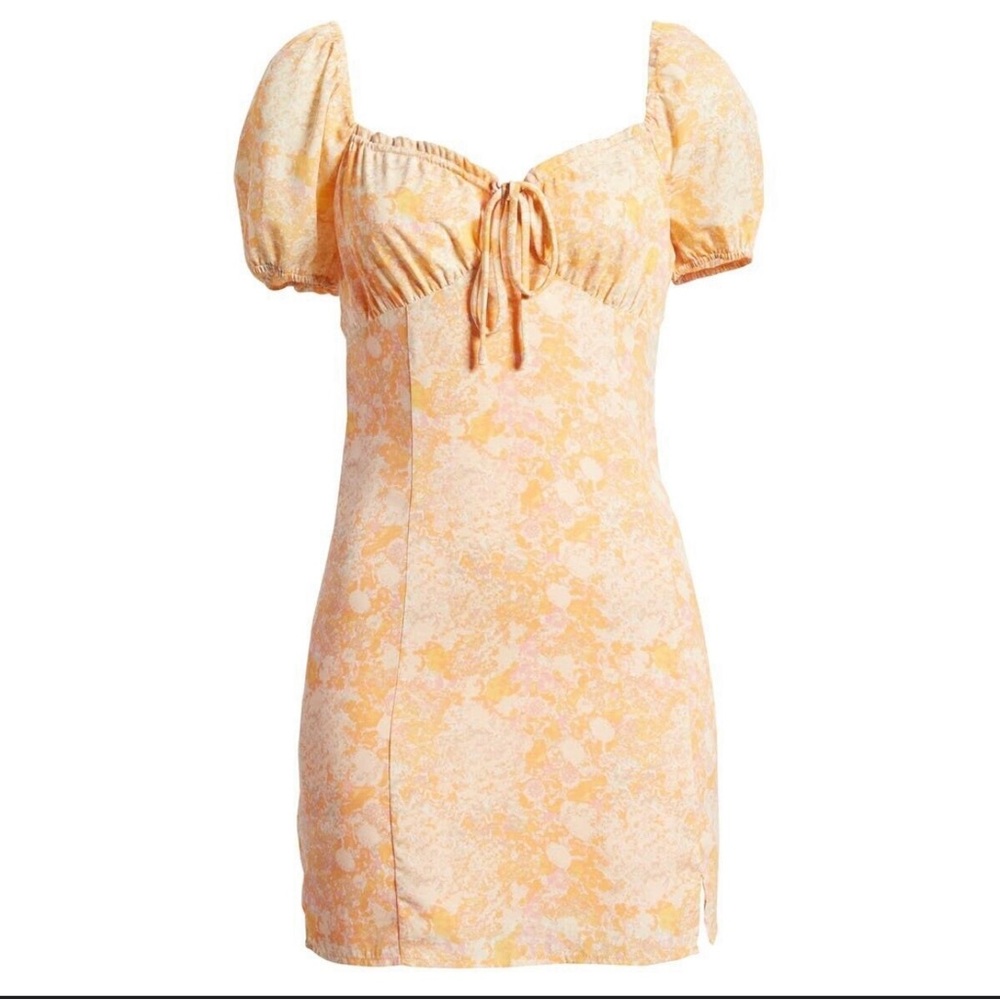 Nordstrom BP Ditsy Floral Sweetheart Neck Tie
Front Mini Dress Orange